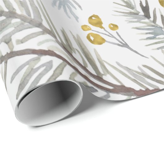 Papier Cadeau Aquarelle Pine Twig (Coin rond)
