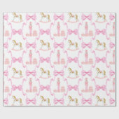 Papier Cadeau Aquarelle Pink Nutcracker et Bows (Plat)