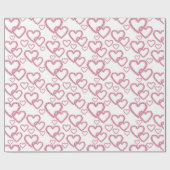 Papier Cadeau Aquarelle Pink Peony Hearts (Plat)