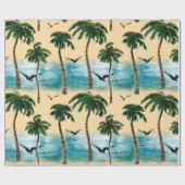 Papier Cadeau Aquarelle plage de texture transparente. Palmiers, (Plat)