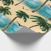 Papier Cadeau Aquarelle plage de texture transparente. Palmiers, (Coin)