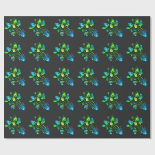 Papier Cadeau Aquarelle plante art vert et bleu abstrait (Plat)