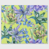 Papier Cadeau Aquarelle Plantes succulents (Plat)