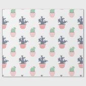 Papier Cadeau Aquarelle Plantes succulents (Plat)