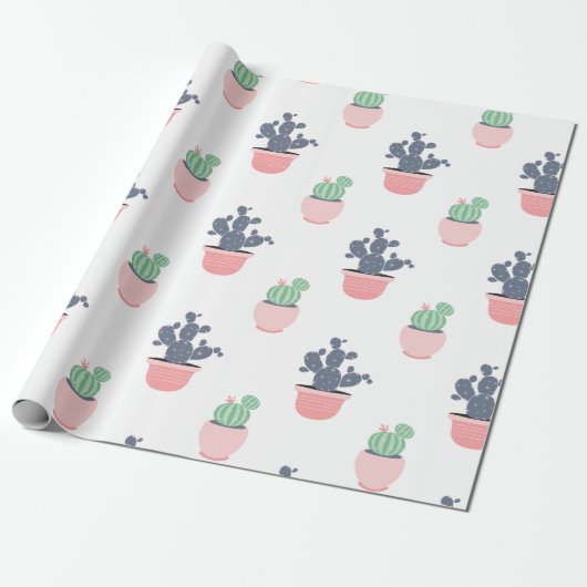 Papier Cadeau Aquarelle Plantes succulents (Déroulé)