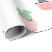 Papier Cadeau Aquarelle Plantes succulents (Coin rond)