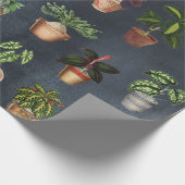 Papier Cadeau Aquarelle Pointe Plante Terracotta Pots Rustique (Coin)