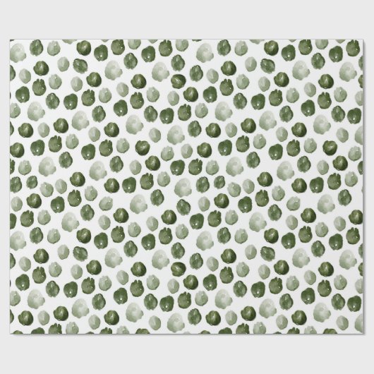 Papier Cadeau Aquarelle Points verts Noël moderne (Plat)