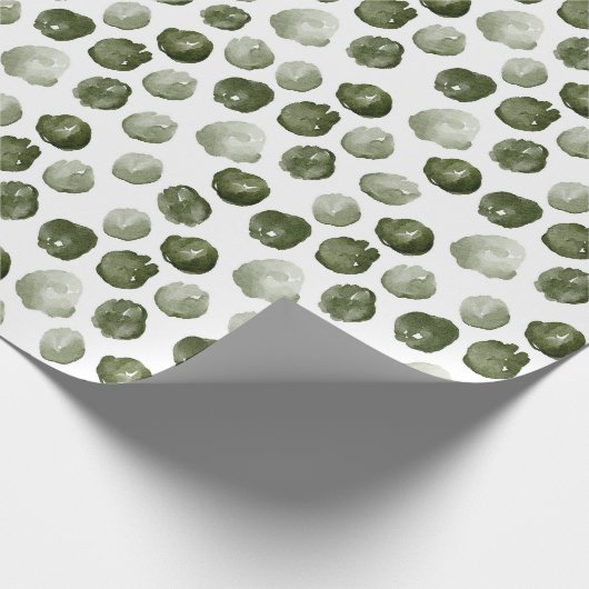 Papier Cadeau Aquarelle Points verts Noël moderne (Coin)
