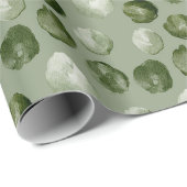 Papier Cadeau Aquarelle Points verts Noël moderne (Coin rond)