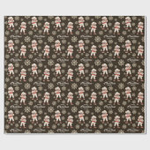 Papier Cadeau Aquarelle Poodle Chien Noël Brown (Plat)