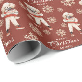 Papier Cadeau Aquarelle Poodle Terracotta vacances (Coin rond)