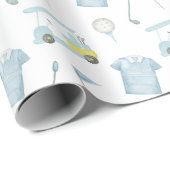 Papier Cadeau Aquarelle Preppy bleu Golf Polo Chemise (Coin rond)