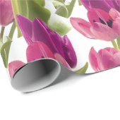 Papier Cadeau Aquarelle printanière violette et rose Tulipe flor (Coin rond)