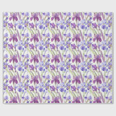 Papier Cadeau Aquarelle Purple Iris Fleurs (Plat)