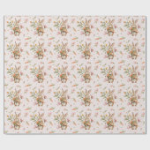 Papier Cadeau Aquarelle Rabbit de Pâques, Carottes & Design Flor (Plat)