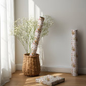 Papier Cadeau Aquarelle Rabbit de Pâques, Carottes & Design Flor