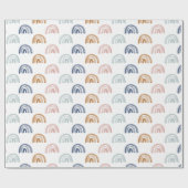 Papier Cadeau Aquarelle Rainbow Rows dans les tons terre (Plat)
