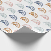 Papier Cadeau Aquarelle Rainbow Rows dans les tons terre (Coin)