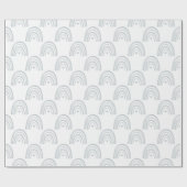 Papier Cadeau Aquarelle Rainbow Rows en bleu pastel gris (Plat)