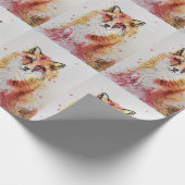 Papier Cadeau Aquarelle Red Fox jolie Bois d'art animal (Coin)