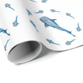 Papier Cadeau Aquarelle requin (Coin rond)