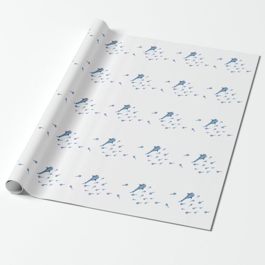 Papier Cadeau Aquarelle requin (Déroulé)