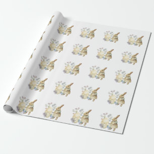 Papier Cadeau Aquarelle rétro oeuf de Pâques et lapin Apron