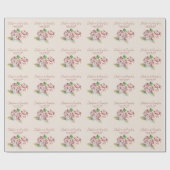 Papier Cadeau Aquarelle romantique rose et bleu Hydrangea Fleurs (Plat)