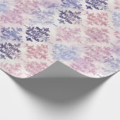 Papier Cadeau Aquarelle romantique violet Damas (Coin)