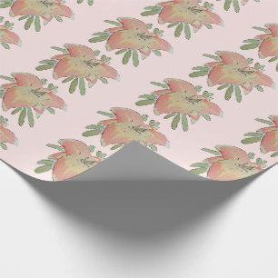 Papier Cadeau Aquarelle rose Artistique Floral