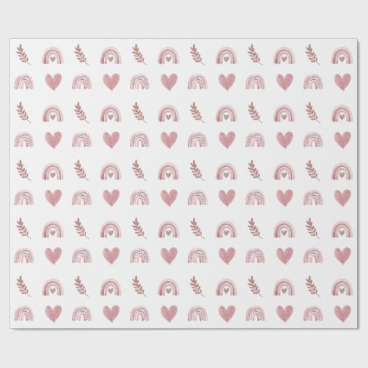 Papier Cadeau Aquarelle rose Boho Arc-en-ciel papier d'enveloppe (Plat)