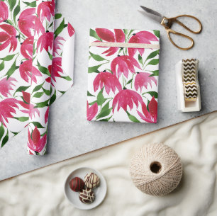 Papier Cadeau Aquarelle rose boho flolaire