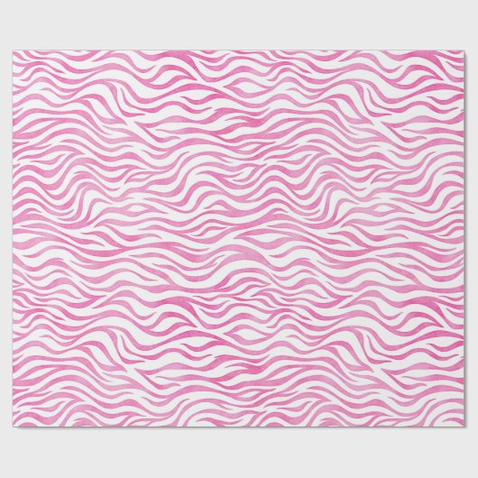 Papier Cadeau Aquarelle rose chaud Zebra Print (Plat)