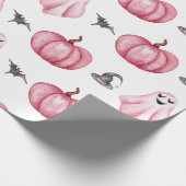 Papier Cadeau Aquarelle rose Citrouille Ghost Witch Casquette Ha (Coin)