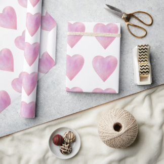 Papier Cadeau Aquarelle rose Coeurs Baby Girl Baby shower
