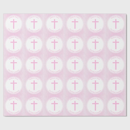 Papier Cadeau Aquarelle rose de communion (Plat)