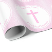 Papier Cadeau Aquarelle rose de communion (Coin rond)