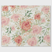 Papier Cadeau Aquarelle Rose Douce Et Orange Clair (Plat)