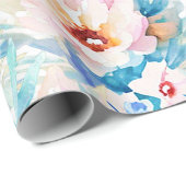 Papier Cadeau Aquarelle rose et bleu (Coin rond)