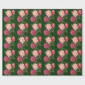 Papier Cadeau Aquarelle Rose et fleurs Peony rose (Plat)