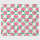 Papier Cadeau Aquarelle rose et vert Motif de pastèque (Plat)
