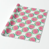 Papier Cadeau Aquarelle rose et vert Motif de pastèque (Déroulé)