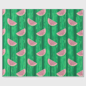 Papier Cadeau Aquarelle rose et vert Motif de pastèque (Plat)