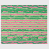 Papier Cadeau Aquarelle rose et vert Motif de pastèque (Plat)