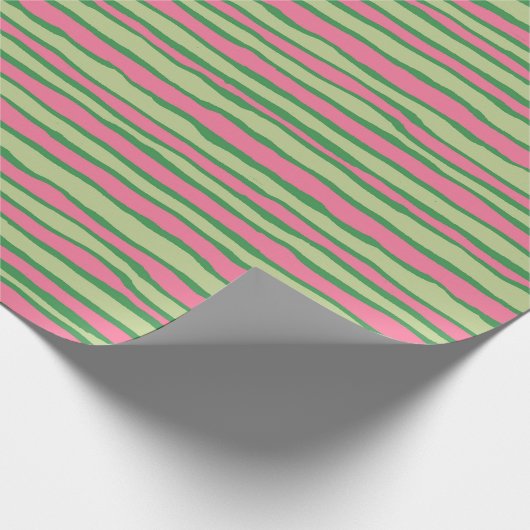 Papier Cadeau Aquarelle rose et vert Motif de pastèque (Coin)