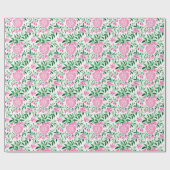 Papier Cadeau Aquarelle rose et vert pots à gingembre (Plat)