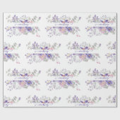 Papier Cadeau Aquarelle rose et violet couleur florale wra perso (Plat)