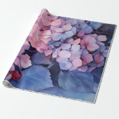 Papier Cadeau Aquarelle rose et violet Hydrangea Découpage (Déroulé)