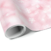 Papier Cadeau Aquarelle rose Flammes de neige hiver (Coin rond)